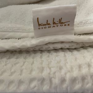 White Waffle Fabric Shower Curtain and matching towels (2 bath/1 hand)